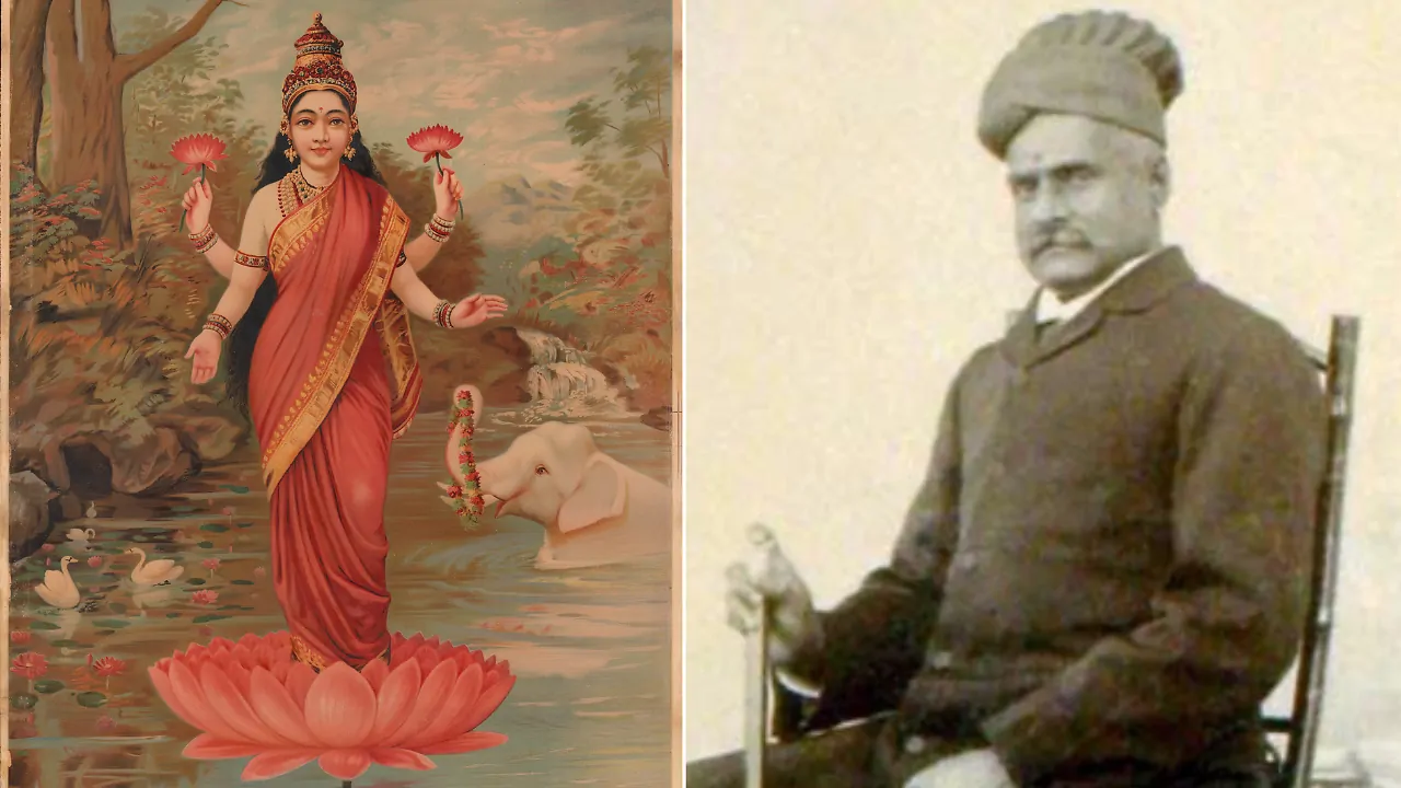 రాజా రవి వర్మ యొక్క దివ్య చిత్రణలో మహాలక్ష్మి