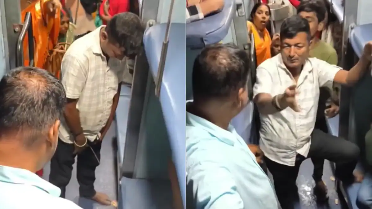 రైల్వే కోచ్‌లో మద్యం సేవిస్తున్న వ్యక్తి పై విమర్శలు