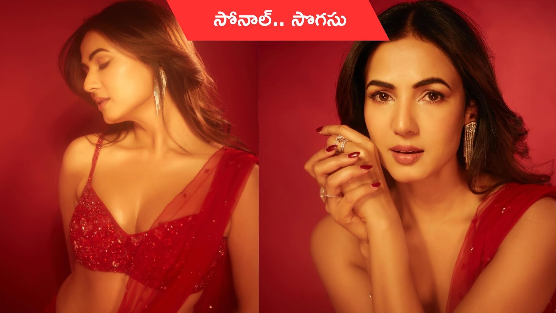 Sonal Chauhan: రెడ్ శారీలో సోనాల్ చౌహాన్ గ్లామర్ షో!